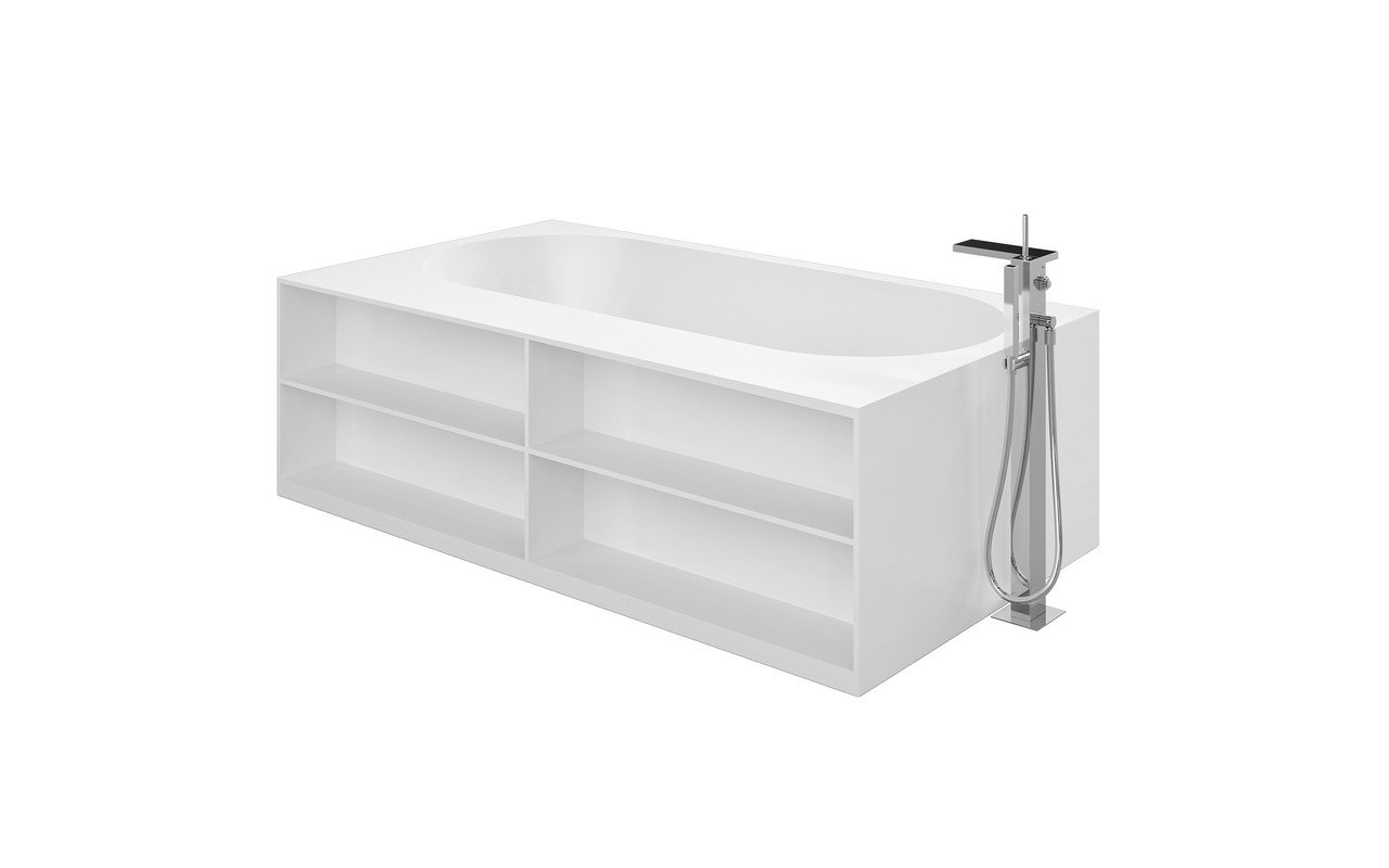 The Aquatica Storage Lovers Freestanding Solid Surface Bathtub