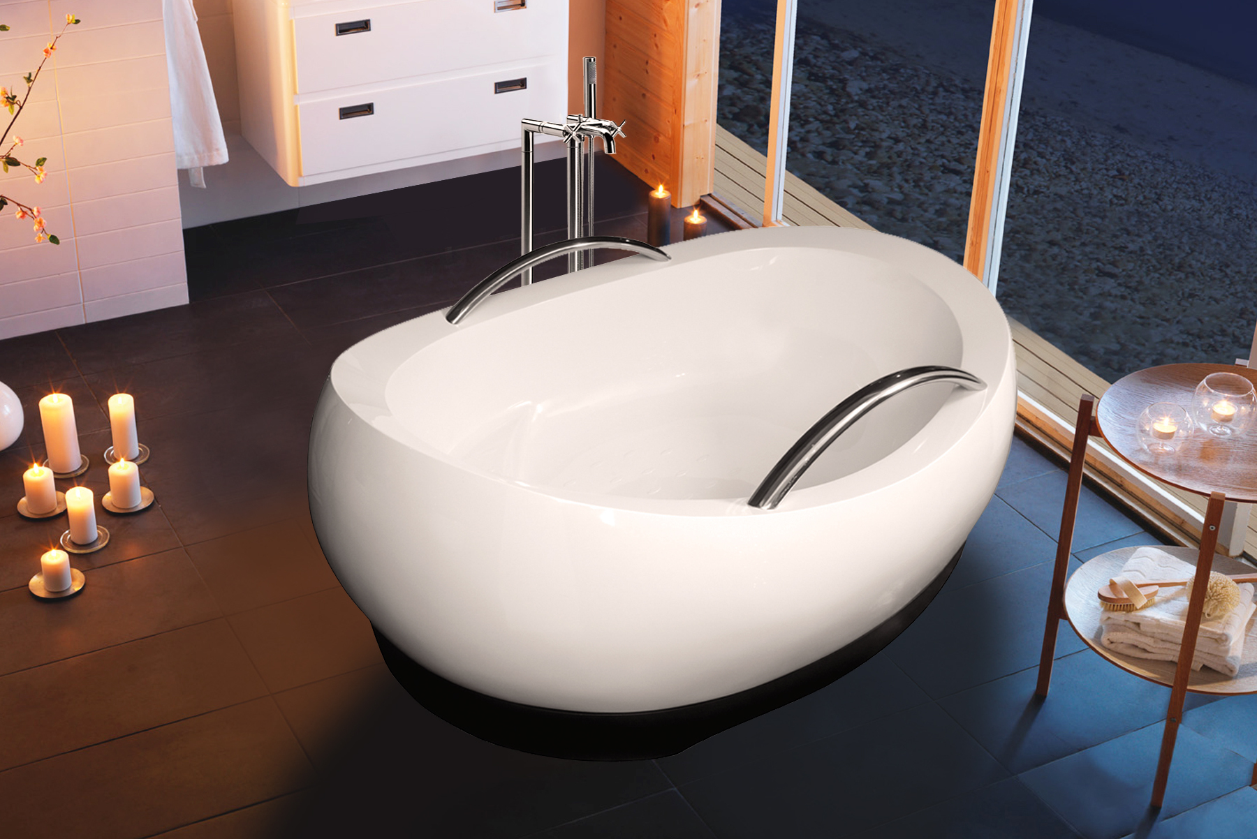 Aquatica AdmireMe-Wht Freestanding Light Weight Stone Bathtub