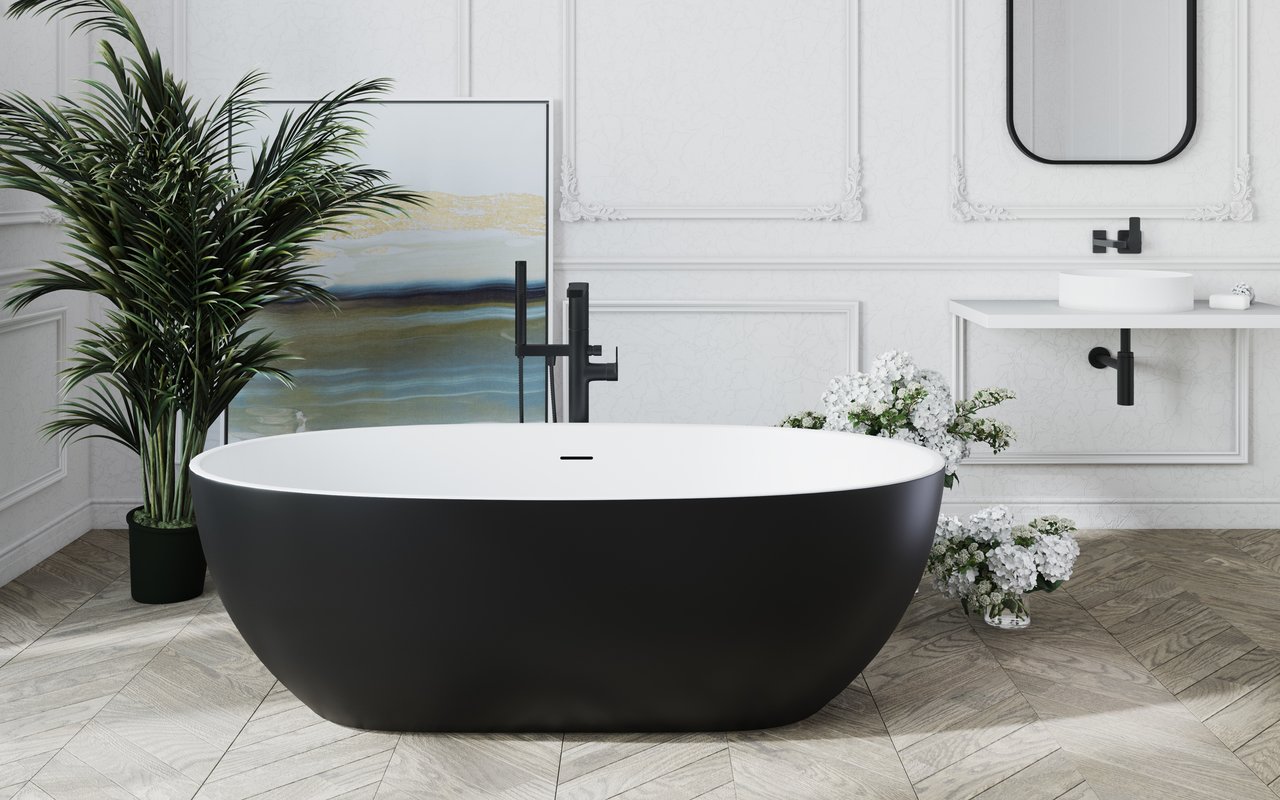 Aquatica Sensuality-Wht Freestanding Solid Surface Bathtub