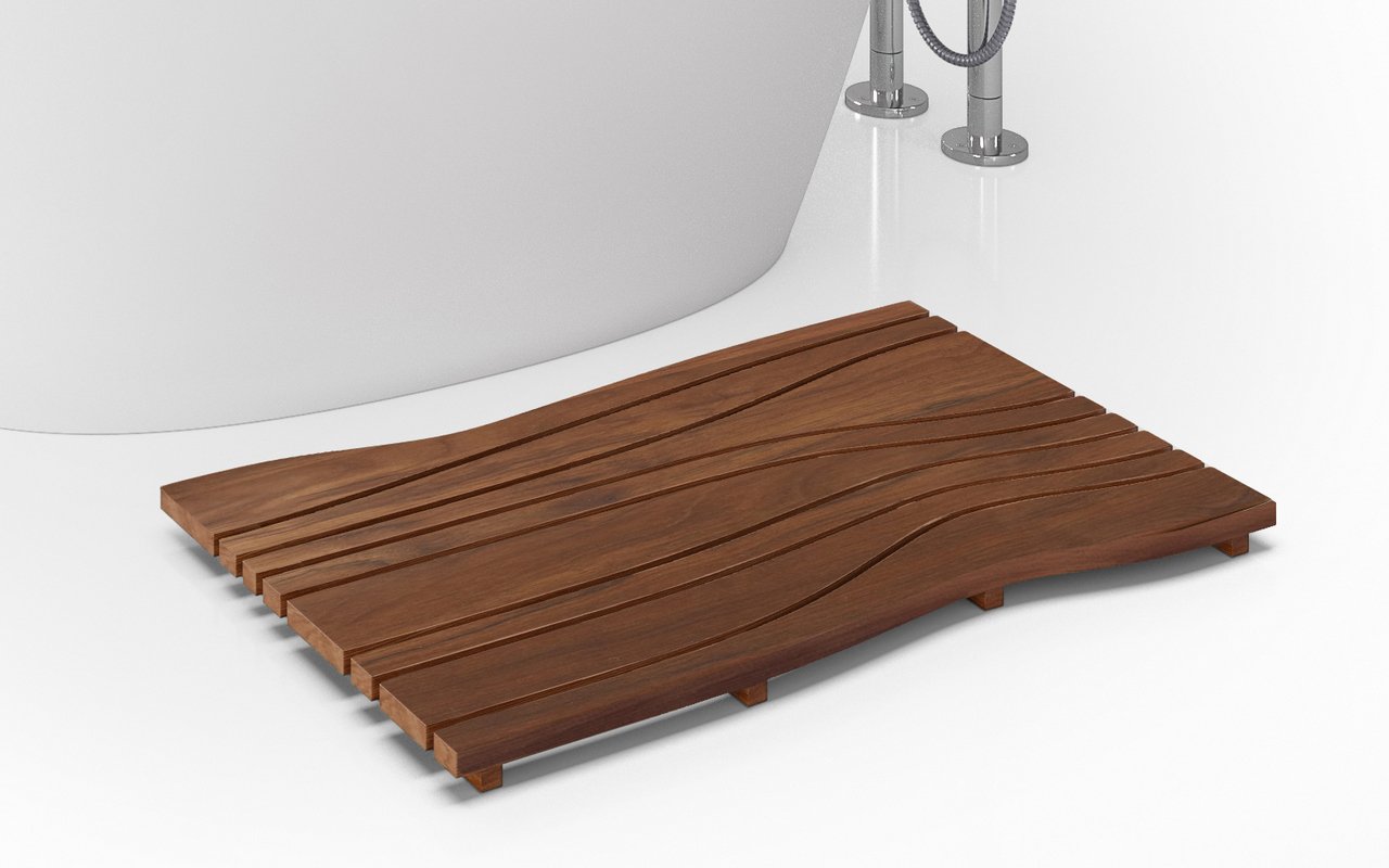 ᐈ 【Aquatica Universal 33.5 Waterproof Iroko Wood Bath Shower Floor Mat】  Buy Online, Best Prices