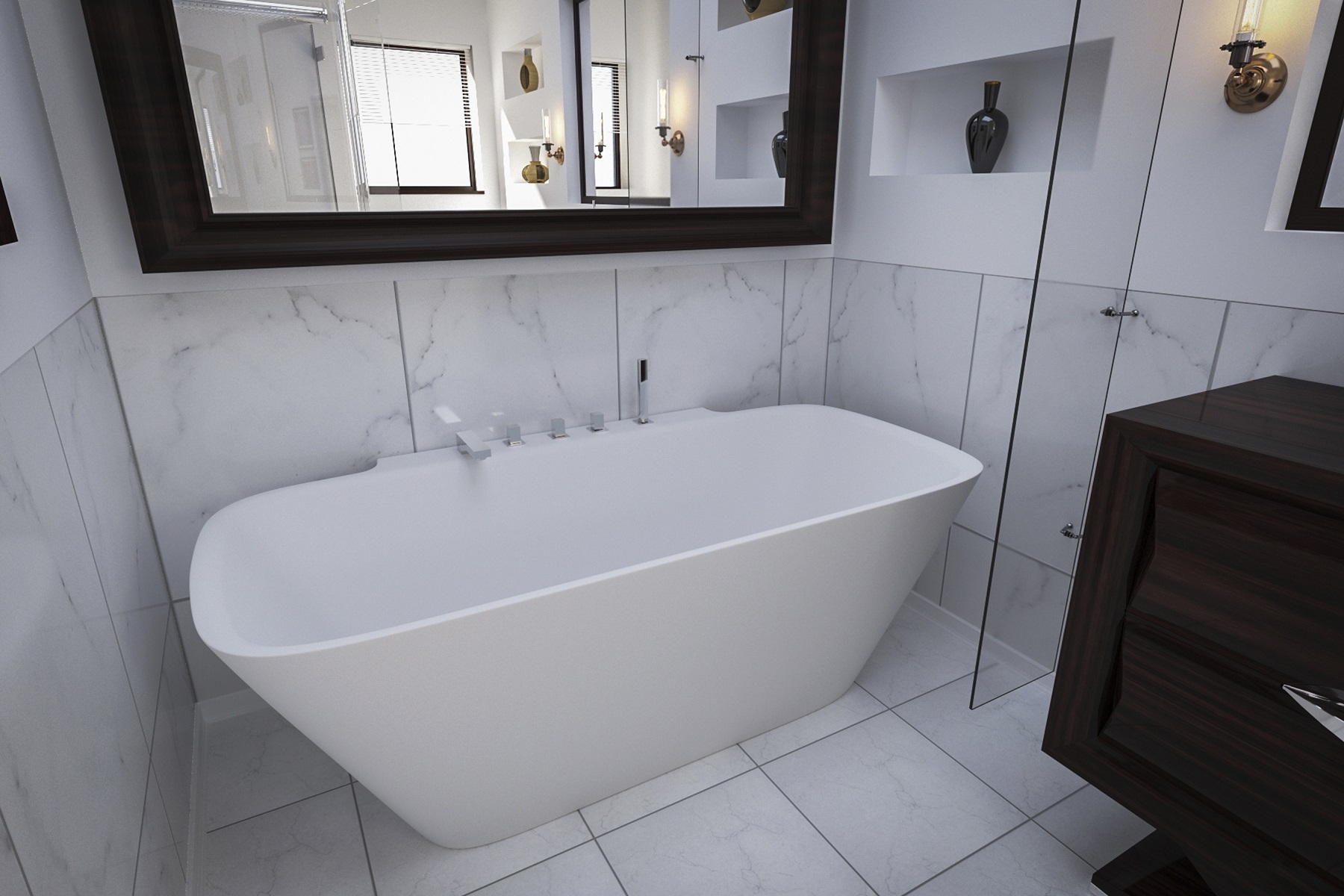 Aquatica Arabella Wall Back To Solid Surface Bathtub