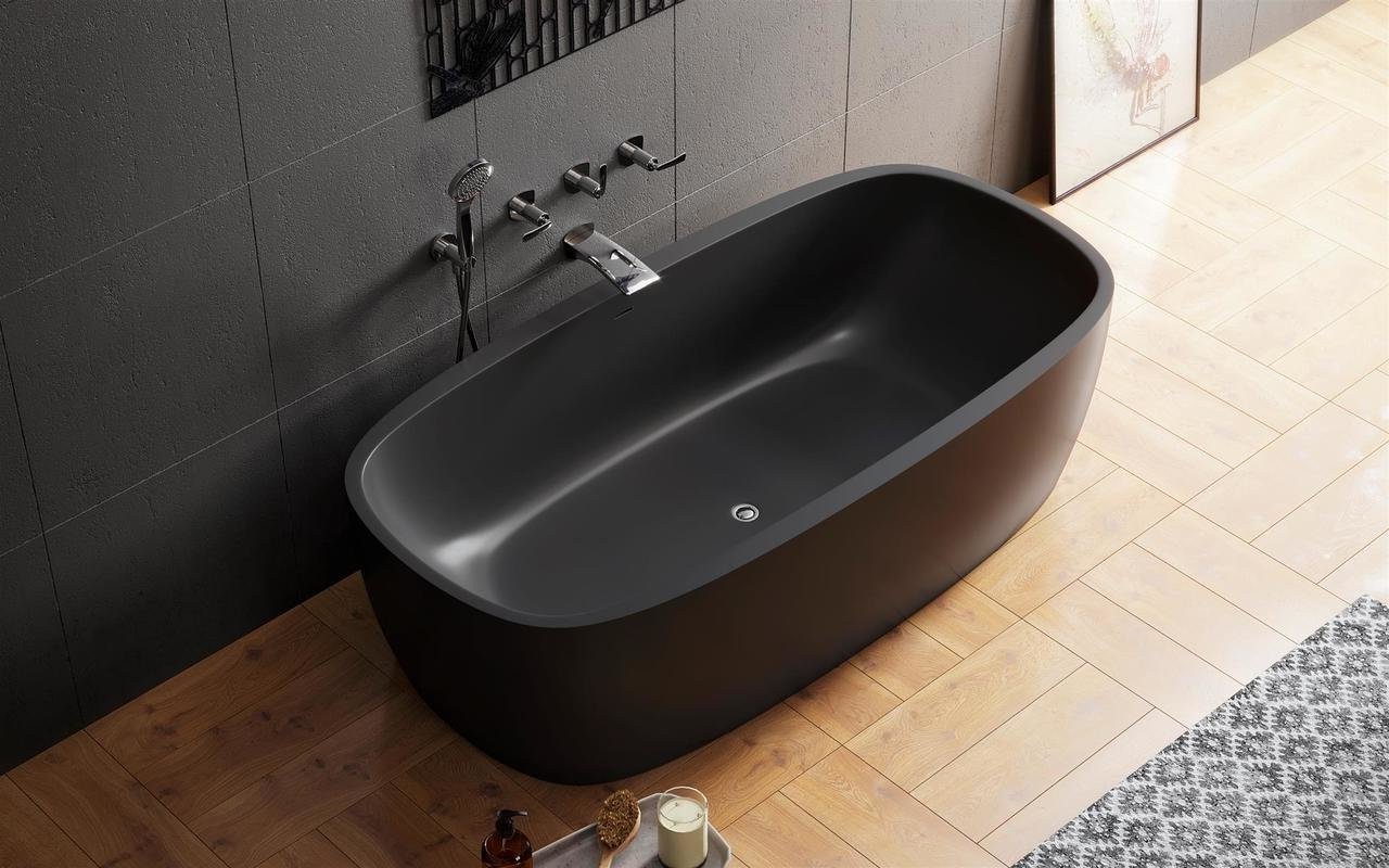 Aquatica Aura Mini Victorian Gold-Blck Round Freestanding Solid Surface  Bathtub