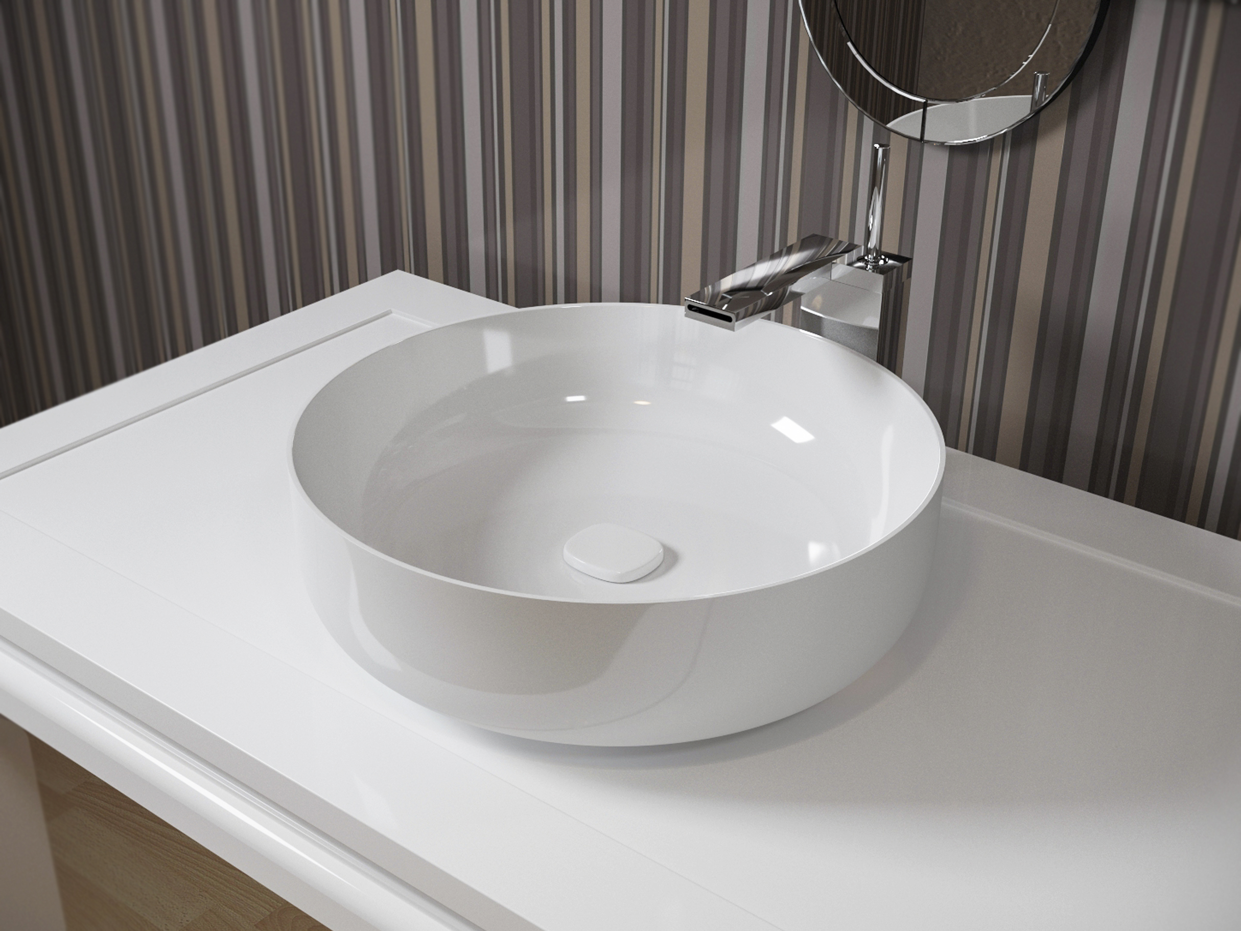 Aquatica Metamorfosi Wht Round Ceramic Bathroom Vessel Sink