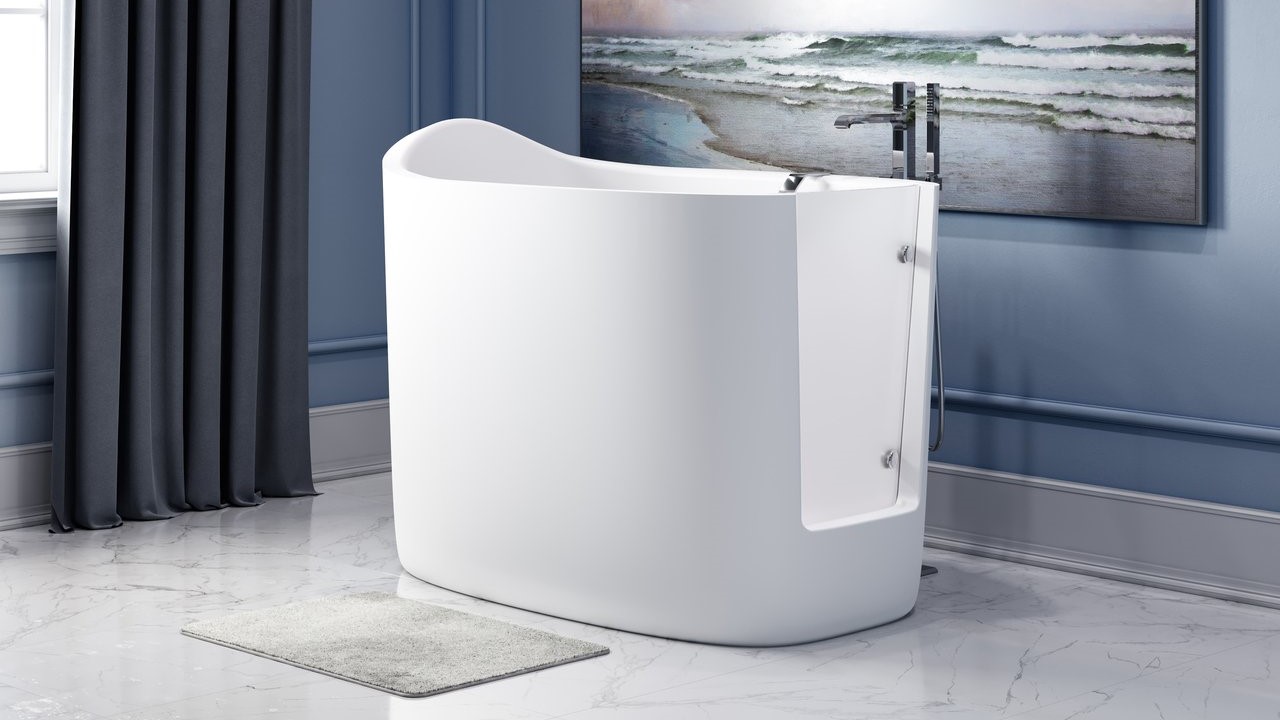 Aquatica Baby Boomer 2 Freestanding Solid Surface Walk In Bathtub 3 2 (720)