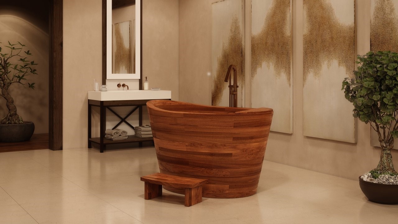 Aquatica TrueOfuro American Walnut Freestanding Wood Bathtub 7 (720)