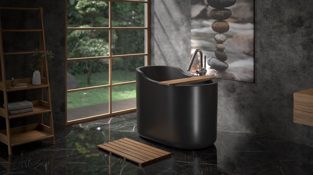 Aquatica True Ofuro Nano Black Freestanding Solid Surface Bathtub 01 1