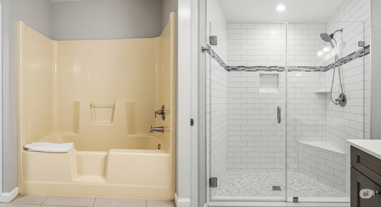 Convert Tub to Walk-In Shower Before and After Photo Showcase