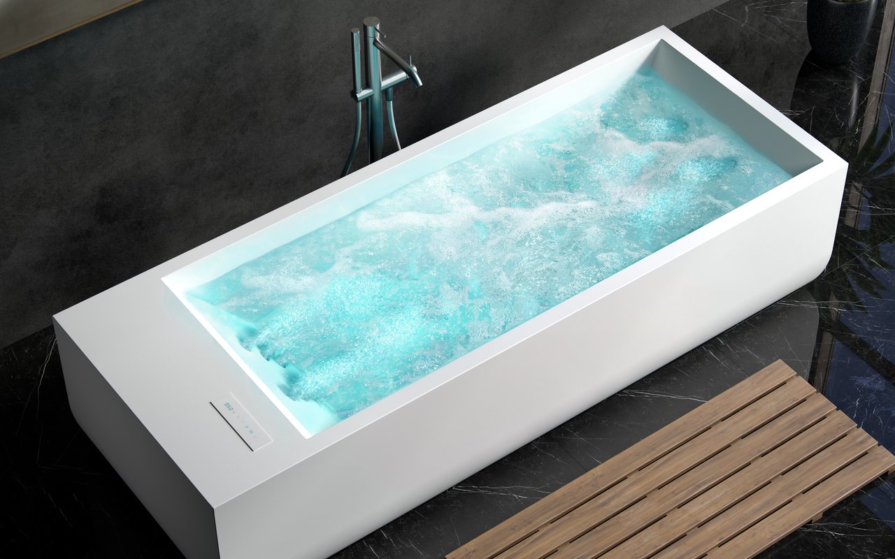 Monolith Hydrorelax Pro White Freestanding Solid Surface Bathtub c9 (web)