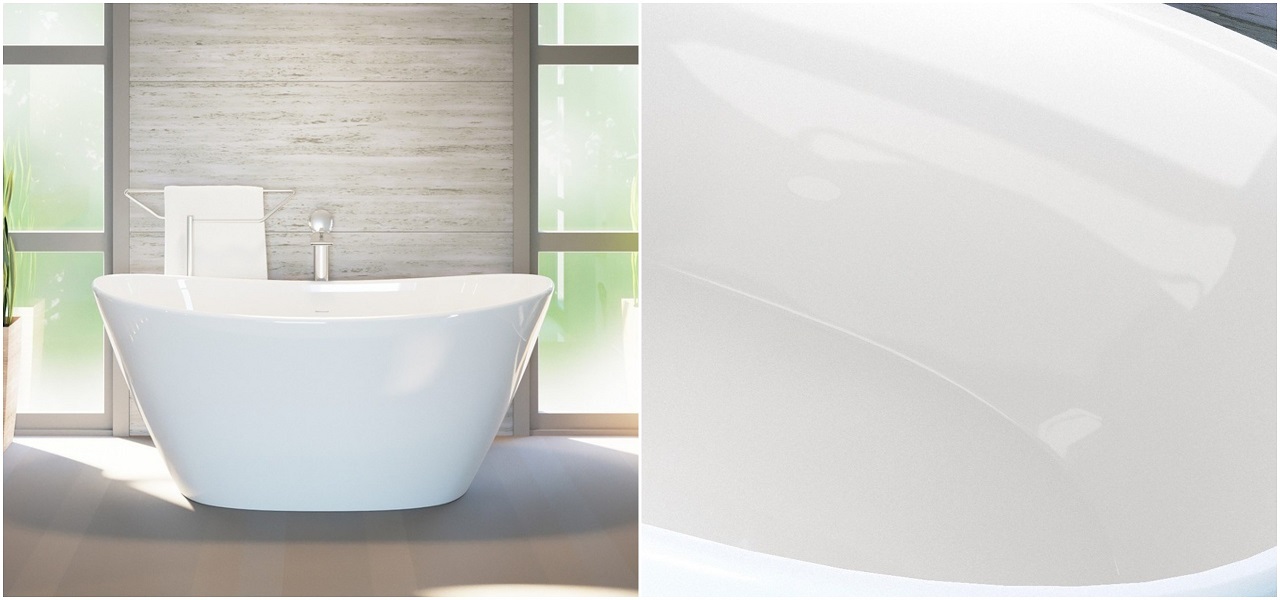 Purescape 748 Glossy Freestanding Slipper Stone Bathtub 600