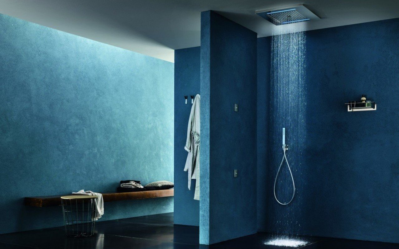 Stainless steel built-In shower head with chromotherapy lighting