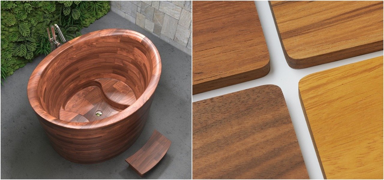 Wood is a great material if youre looking to create a luxury bathroom (web)