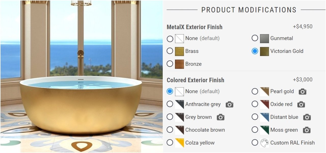 select a hand crafted exterior finish for your bathtub (web)
