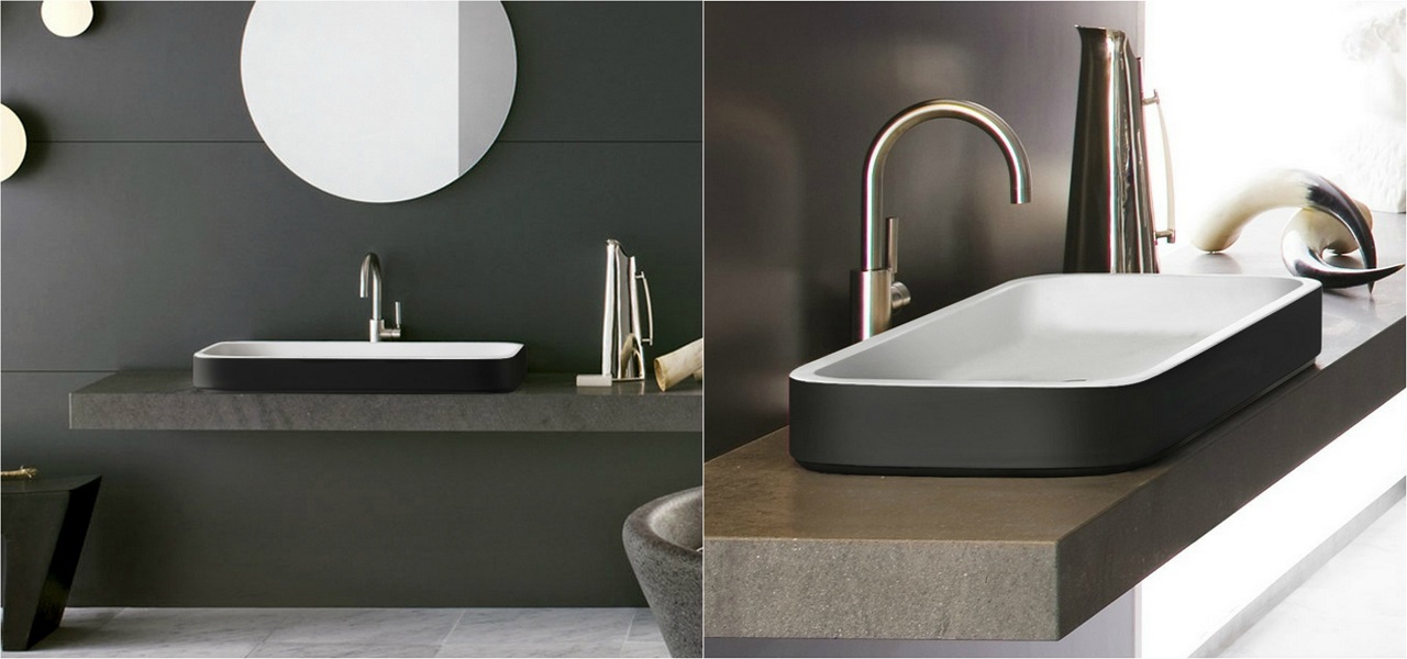 solace b blck wht rectangular stone bathroom vessel sink MyCollages